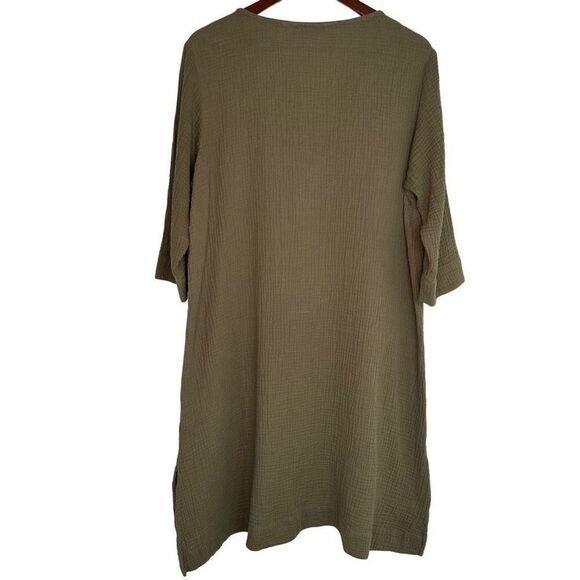 Soft Surroundings Women’s Green Gauzy Cotton Tunic Top Size XL Boho Lagenlook - Picture 2 of 9